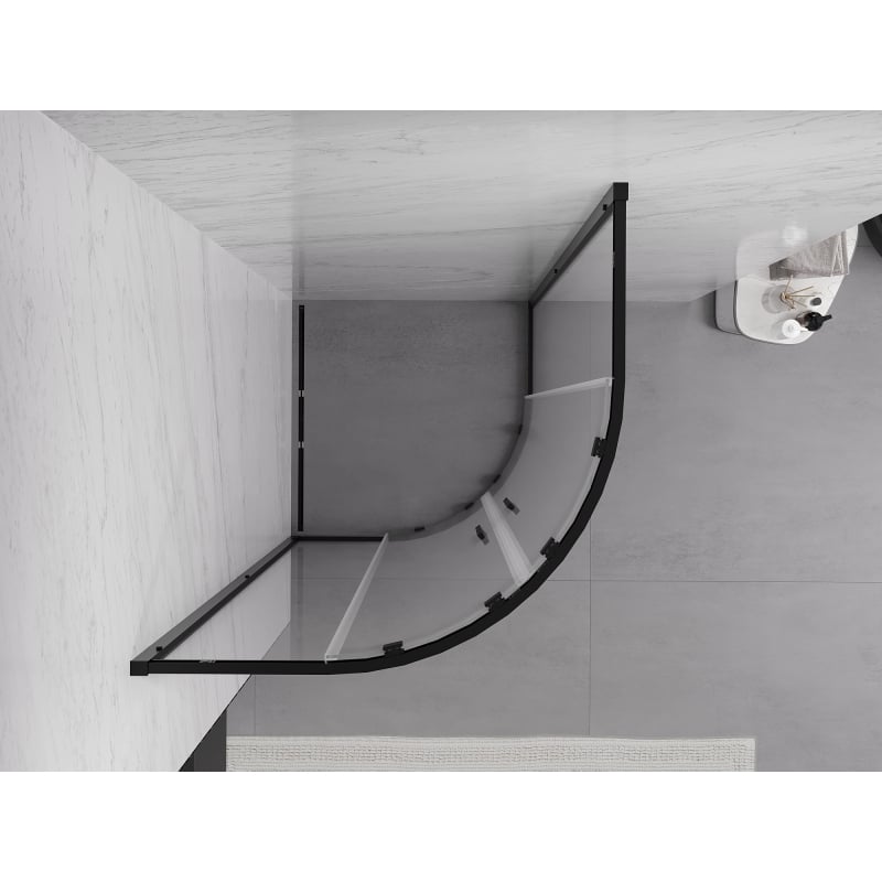 Mexen Exo Duschkabine halbrund, Schiebetür 100 x 100 cm, transparent, schwarz - 8132-100-100-70-00