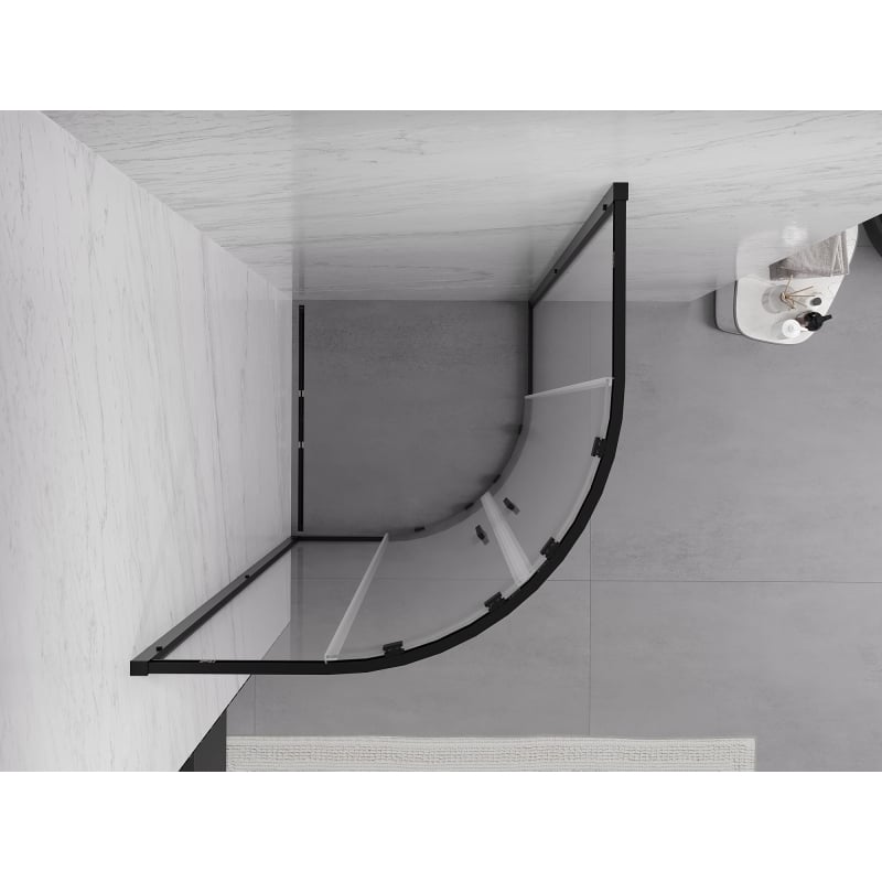 Mexen Exo-S Duo halbrunde Duschkabine 100 x 100 cm, transparent, schwarz - 8132-100-100-70-00