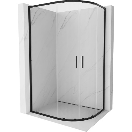 Mexen Exo Duschkabine halbrund asymmetrisch verschiebbar 90 x 80 cm, transparent, schwarz - 8132-090-080-70-00