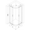 Mexen Exo Duschkabine halbrund asymmetrisch verschiebbar 90 x 80 cm, transparent, schwarz - 8132-090-080-70-00