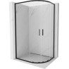 Mexen Exo asymmetrische, halbrunde, verschiebbare Duschkabine 100 x 80 cm, transparent, schwarz - 8132-100-080-70-00