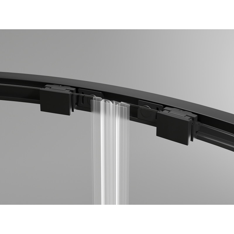 Mexen Exo Duschkabine halbrund asymmetrisch, verschiebbar 100 x 90 cm, transparent, schwarz - 8132-100-090-70-00