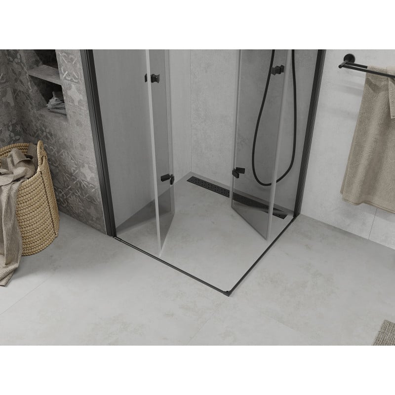 Mexen Lima Duo faltbare Duschkabine 80 x 80 cm, transparent, schwarz - 856-080-080-70-00-02