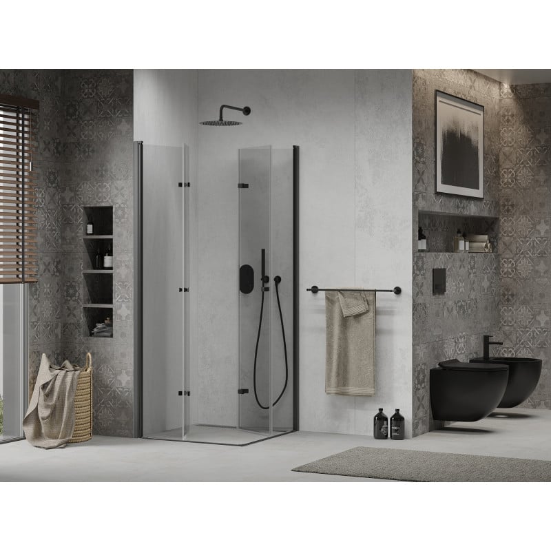 Mexen Lima Duo faltbare Duschkabine 80 x 80 cm, transparent, schwarz - 856-080-080-70-00-02