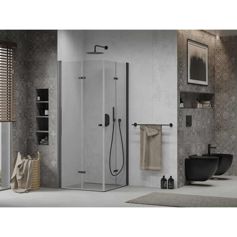 Mexen Lima Duo faltbare Duschkabine 90 x 90 cm, transparent, schwarz - 856-090-090-70-00-02