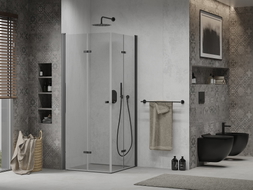 Mexen Lima Duo Faltduschkabine 90 x 90 cm, transparent, schwarz - 856-090-090-70-00-02