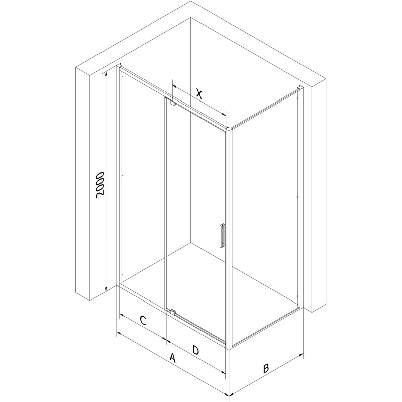 Mexen Exo 90 x 100 cm Duschkabine schwenkbar, transparent, chrom - 819-090-100-01-00