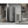 Mexen Lima faltbare Duschkabine 80 x 80 cm, Graphit, Chrom + Duschwanne Flat, schwarz - 856-080-080-01-40-4070