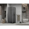 Mexen Lima faltbare Duschkabine 80 x 80 cm, Graphit, Chrom + Duschwanne Flat, schwarz - 856-080-080-01-40-4070