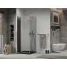 Mexen Lima faltbare Duschkabine 80 x 80 cm, Graphit, Chrom + Duschwanne Flat, schwarz - 856-080-080-01-40-4070