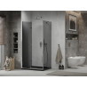 Mexen Lima faltbare Duschkabine 80 x 120 cm, Graphit, Chrom + Duschwanne Flat, schwarz - 856-080-120-01-40-4070
