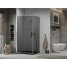 Mexen Lima Faltbare Duschkabine 100 x 80 cm, Graphit, Chrom + Flat Duschwanne, Schwarz - 856-100-080-01-40-4070