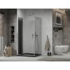 Mexen Lima Faltbare Duschkabine 100 x 80 cm, Graphit, Chrom + Flat Duschwanne, Schwarz - 856-100-080-01-40-4070