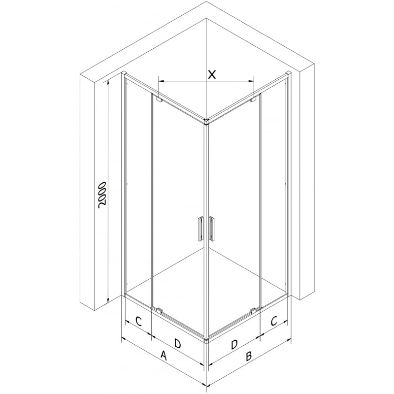 Mexen Exo quadratische Duschkabine mit Schwenktür 90 x 90 cm, transparent, Chrom - 8110-090-090-01-00