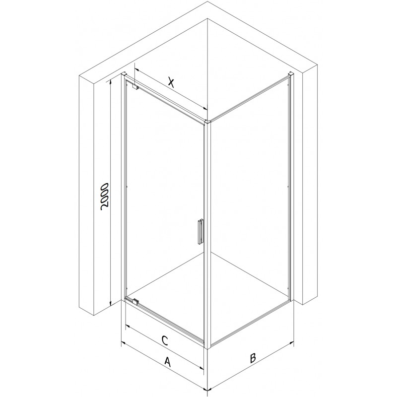 Mexen Exo Duschkabine aufschwenkbar 95 x 75 cm, transparent, Chrom - 8181-095-075-01-00