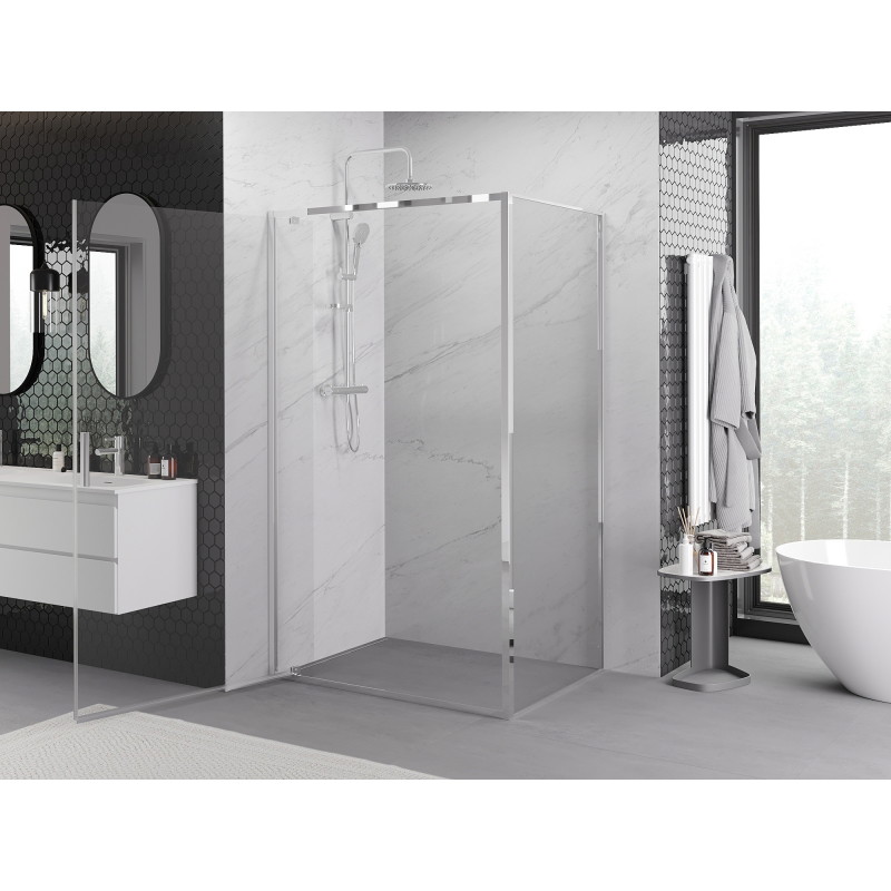 Mexen Exo Duschkabine, aufschwenkbar 75 x 90 cm, transparent, Chrom - 8181-075-090-01-00