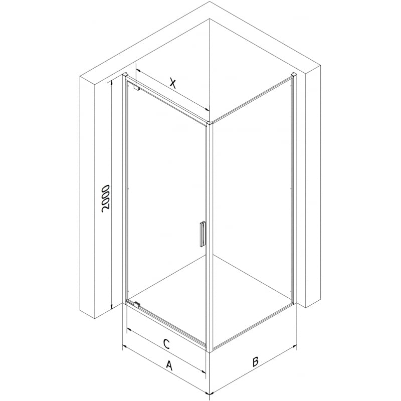 Mexen Exo Duschkabine schwenkbar 70 x 100 cm, transparent, Chrom - 8181-070-100-01-00