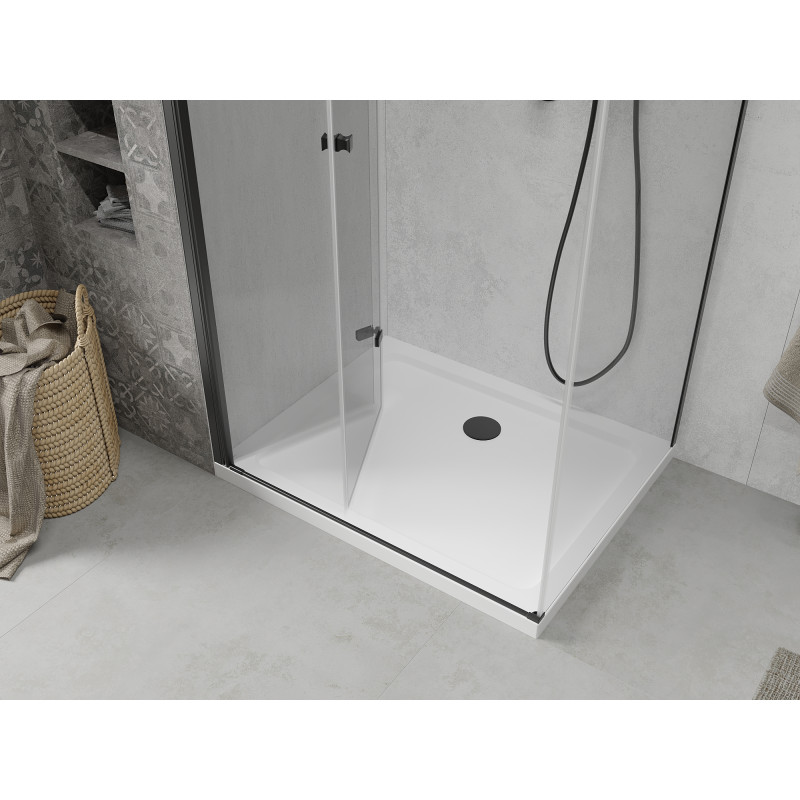 Mexen Lima faltbare Duschkabine 70 x 120 cm, transparent, schwarz + Flat Duschwanne, weiß - 856-070-120-70-00-4010B