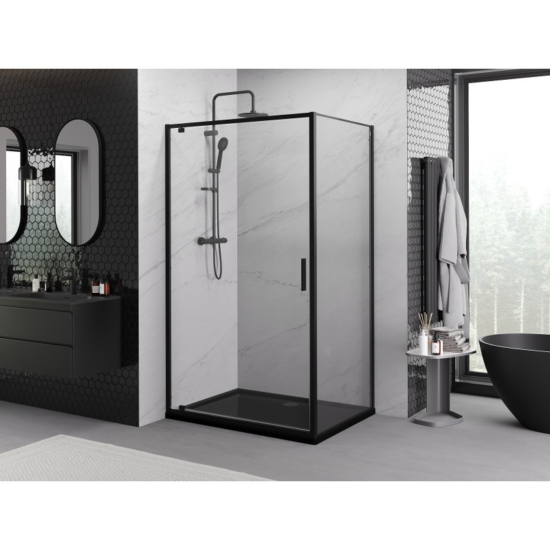 Mexen Exo Duschkabine, schwenkbar 80 x 95 cm, transparent, schwarz - 8181-080-095-70-00