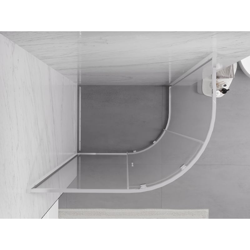 Mexen Exo Duschkabine halbkreisförmig asymmetrisch, schiebbar 100 x 80 cm, transparent, chrom - 8131-100-080-01-00