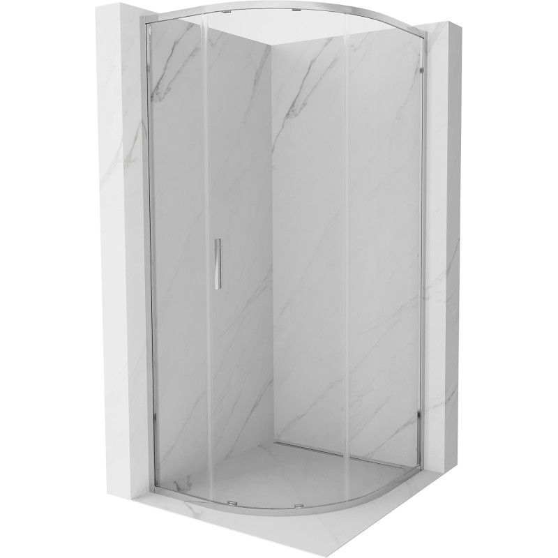 Mexen Exo Duschkabine halbrund, verschiebbar 90 x 90 cm, transparent, Chrom - 8131-090-090-01-00