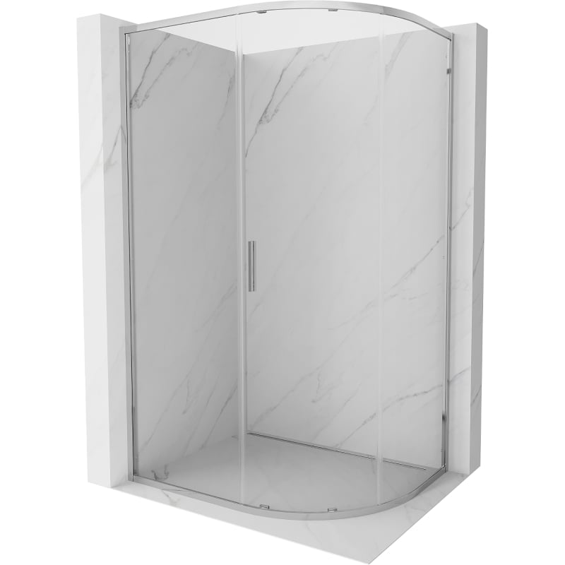 Mexen Exo asymmetrische, halbkreisförmige Duschkabine, 100 x 90 cm, transparent, Chrom - 8131-100-090-01-00