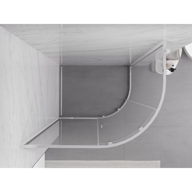 Mexen Exo-S Asymmetrische, halbrunde Schiebedusche 120 x 90 cm, transparent, Chrom - 8131-120-090-01-00