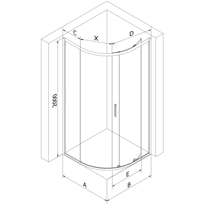 Mexen Exo-S Halbrunde, schiebbare Duschkabine 90 x 90 cm, transparent, chrom - 8131-090-090-01-00