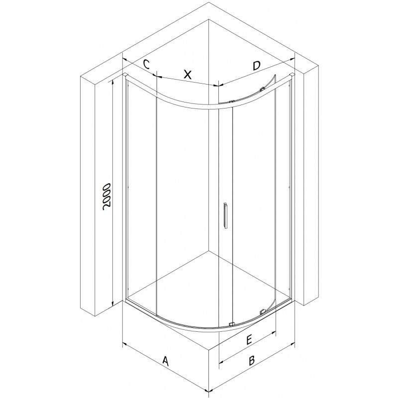 Mexen Exo Duschkabine halbrund schiebbar 100 x 100 cm, transparent, Chrom - 8131-100-100-01-00