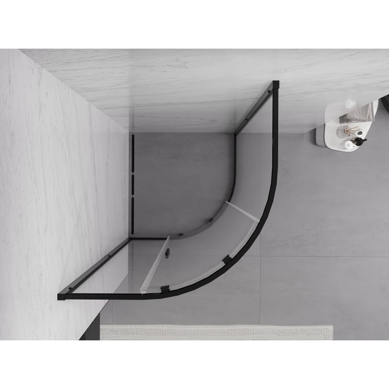 Mexen Exo Duschkabine halbrund, schiebbar 70 x 70 cm, transparent, schwarz - 8131-070-070-70-00