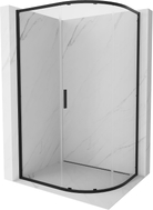 Mexen Exo asymmetrische, halbrunde Duschkabine, 100 x 80 cm, transparent, schwarz - 8131-100-080-70-00
