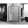 Mexen Exo asymmetrische, halbrunde, verschiebbare Duschkabine 100 x 90 cm, transparent, schwarz - 8131-100-090-70-00