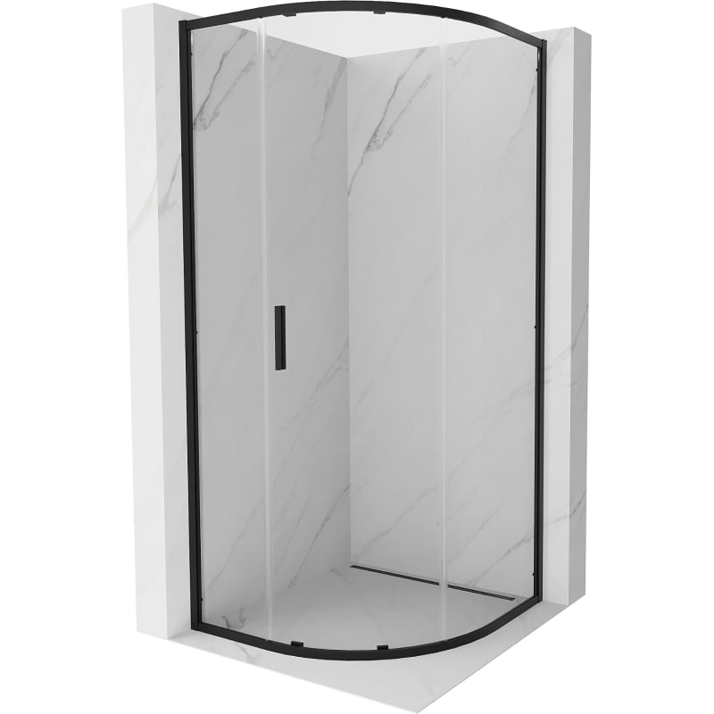 Mexen Exo Duschkabine halbkreisförmig Schiebetür 100 x 100 cm, transparent, schwarz - 8131-100-100-70-00
