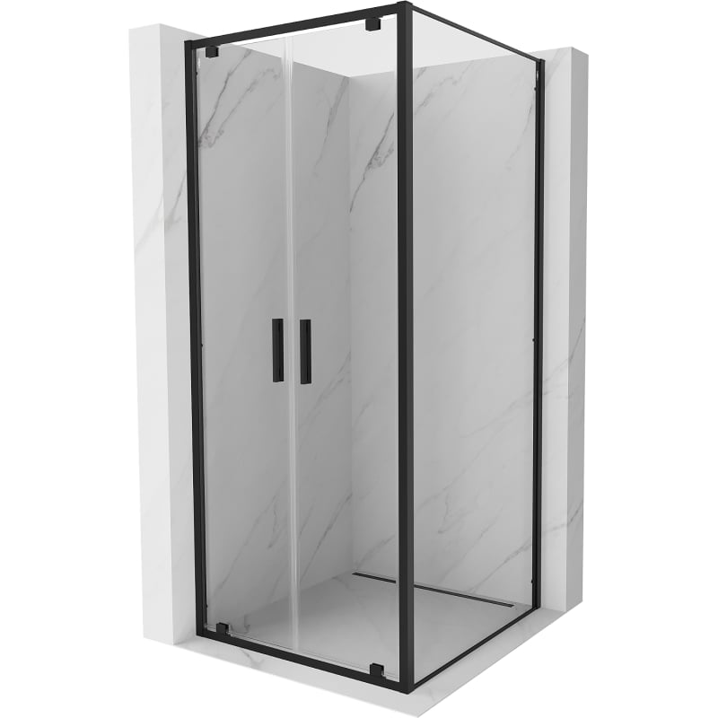 Mexen Exo Duschkabine schwenkbar 100 x 100 cm, transparent, schwarz - 8182-100-100-70-00
