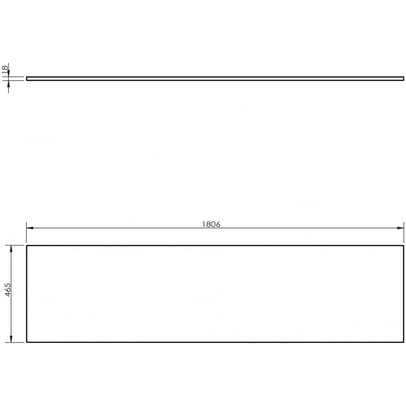 Mexen Uni Aufsatzplatte 180 cm, schwarz glänzend - 91AXX-1804-464-18-70