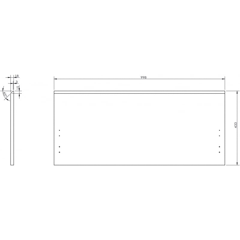 Mexen Orio Front des Korpusschranks 100 x 43,5 cm, schwarzer Glanz - 91A10-1000-470-1-70