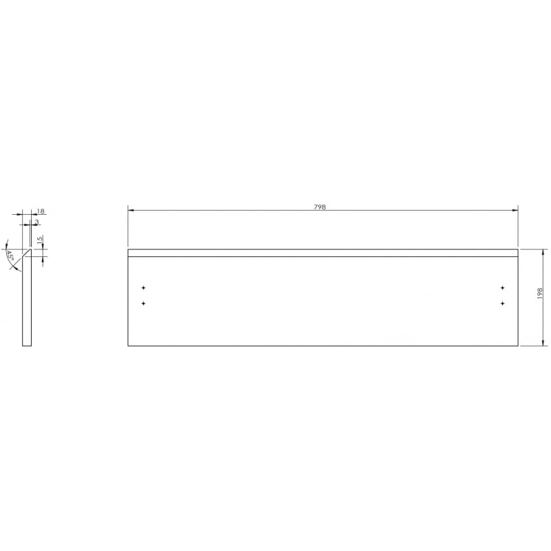 Mexen Orio Front für Waschtischunterschrank 80 x 20 cm, Schwarz Matt - 91A10-0800-235-1-71
