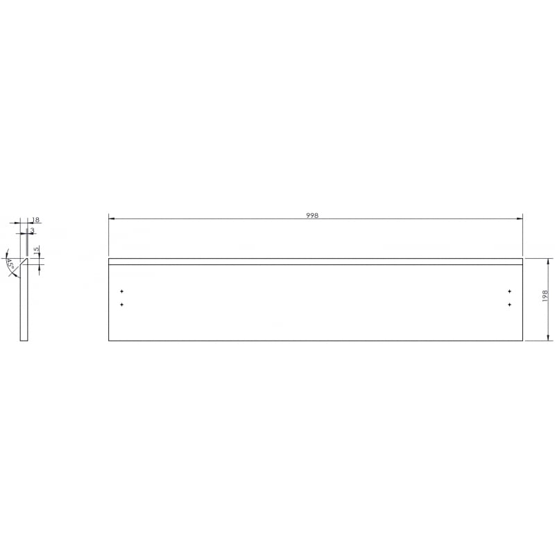 Mexen Rivel Front mit Rillen für den Badschrankkorpus 100 x 20 cm, weiß matt - 91A20-1000-235-1-01