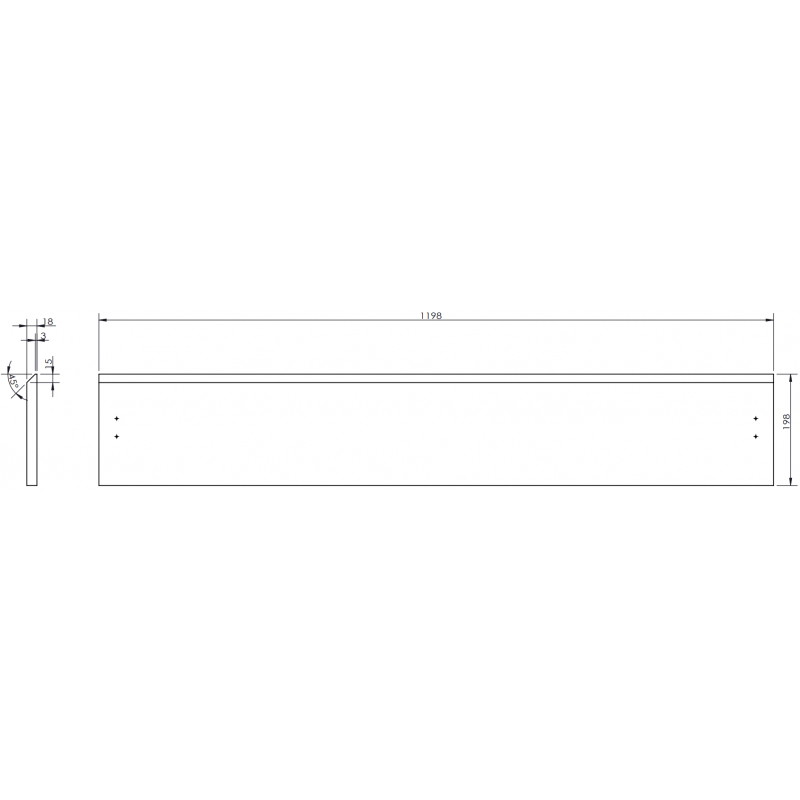 Mexen Rivel Front gerillt für den Badezimmerschrankkorpus 120 x 20 cm, weiß matt - 91A20-1200-235-1-01