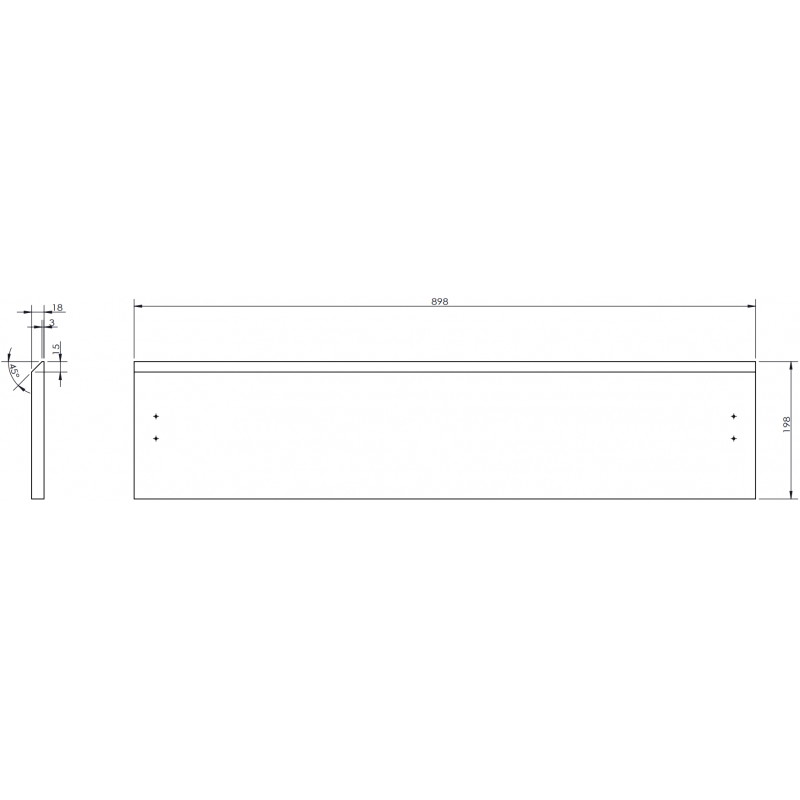Mexen Rivel Front geriffelt für Waschtischunterschrank 90 x 20 cm, Grau Matt - 91A20-0900-235-1-62