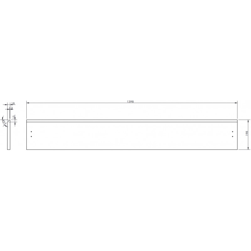 Mexen Rivel Front für Badschrankkorpus 140 x 20 cm, Graphit matt - 91A20-1400-235-1-66