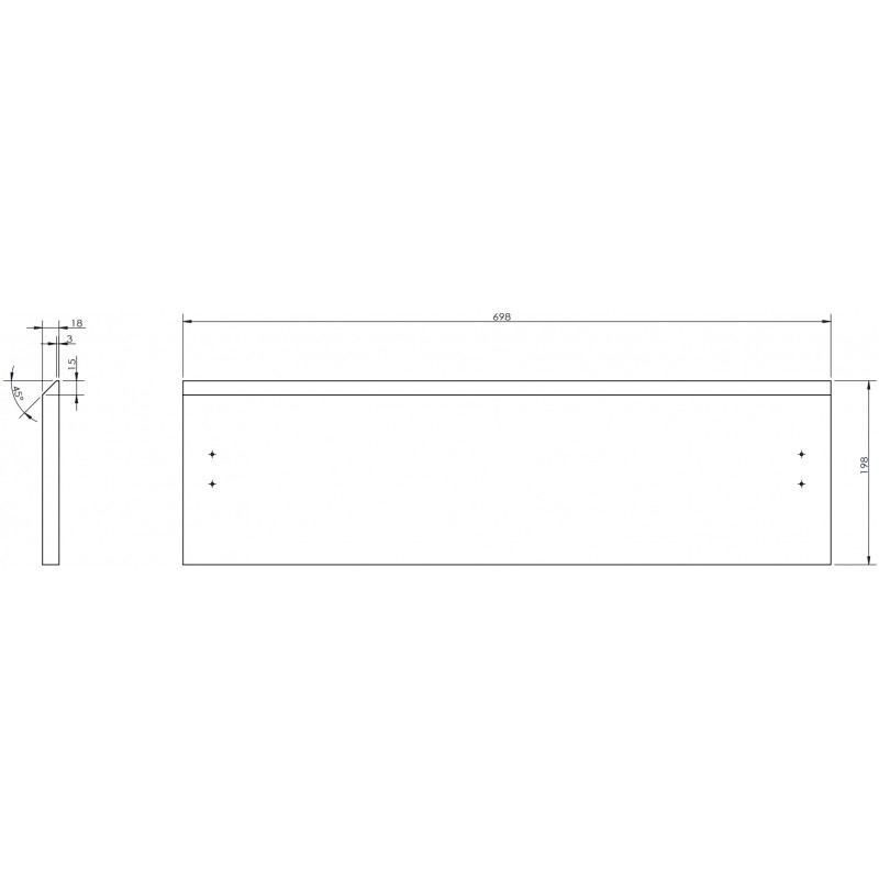 Mexen Rivel gerillter Front für den Badezimmermöbelkorpus 70 x 20 cm, Eiche - 91A20-0700-235-1-81