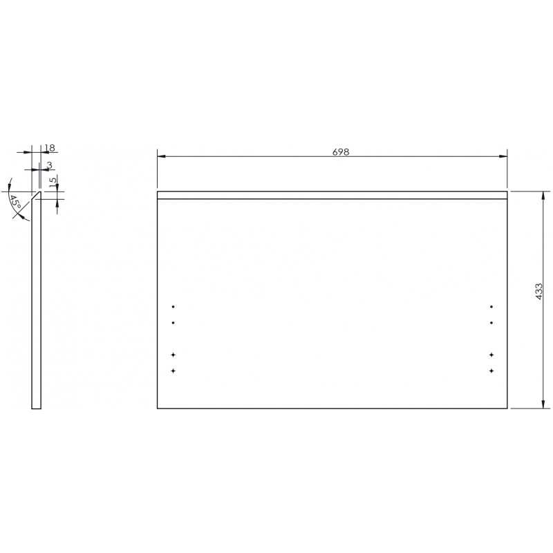 Mexen Rivel gerillt für den Korpus des Badezimmerschranks 70 x 43,5 cm, Grau Matt - 91A20-0700-470-1-62