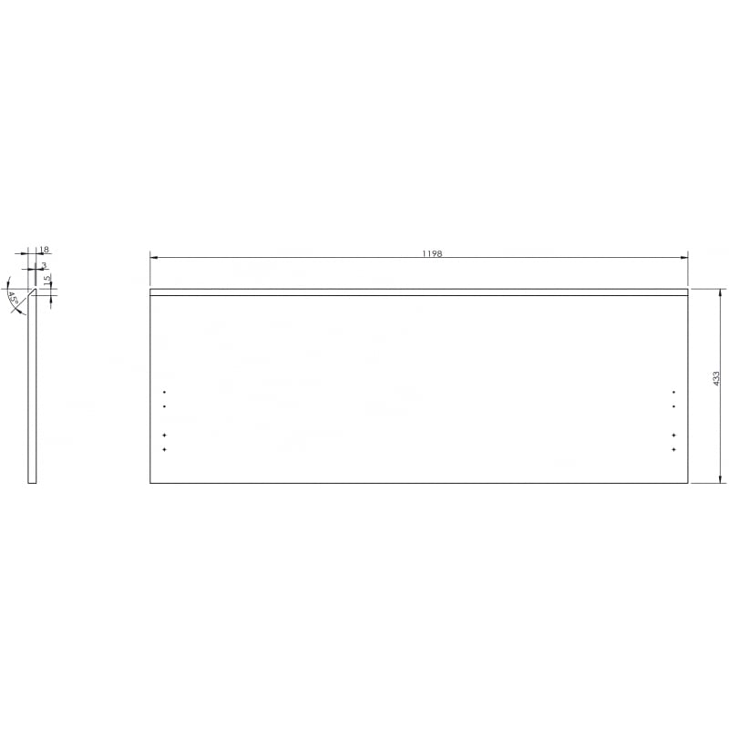 Mexen Rivel Front gerillt für Badezimmerschränkchenkorpus 120 x 43,5 cm, Grau Matt - 91A20-1200-470-1-62