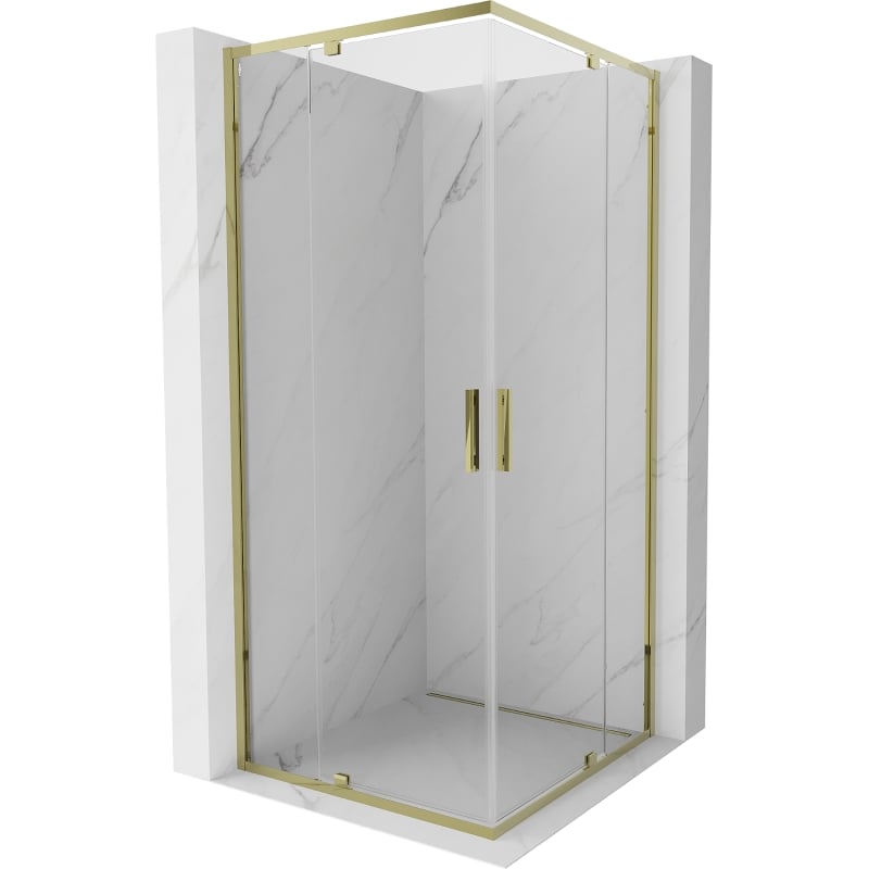 Mexen Exo quadratische Duschkabine mit Schwingtür 70 x 70 cm, transparent, gold - 8110-070-070-50-00