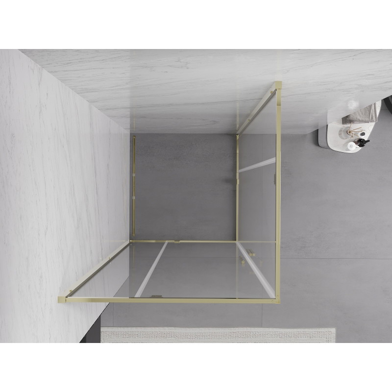 Mexen Exo-R Duo quadratische Duschkabine, schwenkbar 70 x 70 cm, transparent, gold - 8110-070-070-50-00