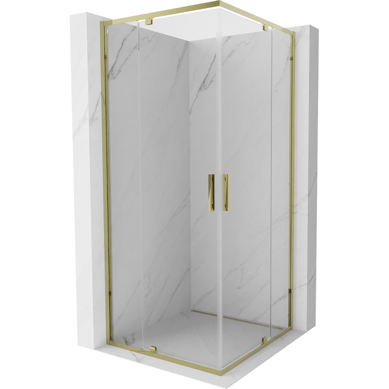 Mexen Exo quadratische Duschkabine mit Schwingtür 80 x 80 cm, transparent, gold - 8110-080-080-50-00