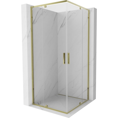 Mexen Exo quadratische Duschkabine mit Schwingtür 80 x 80 cm, transparent, gold - 8110-080-080-50-00