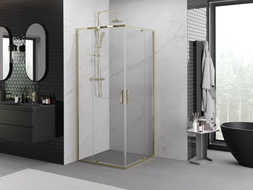 Mexen Exo Eckduschkabine schwenkbar 90 x 90 cm, transparent, gold - 8110-090-090-50-00