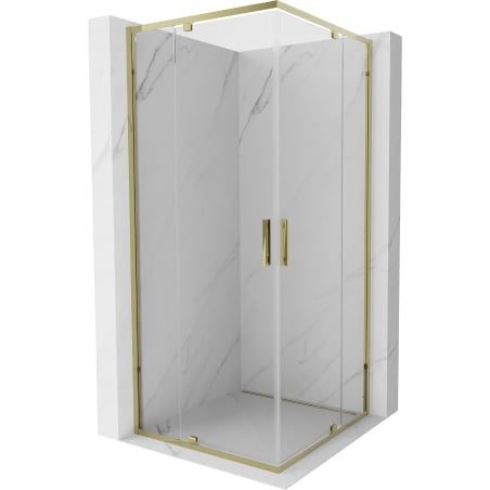 Mexen Exo Eckduschkabine schwenkbar 90 x 90 cm, transparent, gold - 8110-090-090-50-00